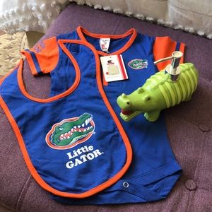 UF Gator Onesie with Bib and Gator Soap Dispenser